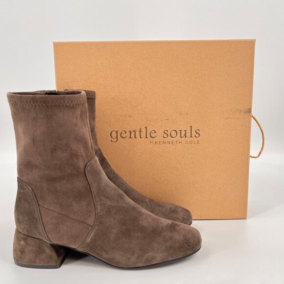 Gentle Souls by Kenneth Cole Emily Boot Size 7.5M Brown Shitake Suede Leather - Picture 1 of 16